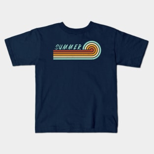 Summer with Textured Retro Stripes Kids T-Shirt